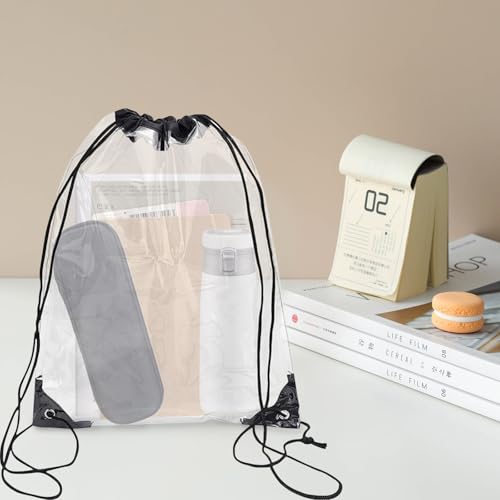 starfa lab 2 Pack Clear Drawstring Bags for Stadium Events,See Through Waterproof PVC Backpack for Men and Women,Ideal for...