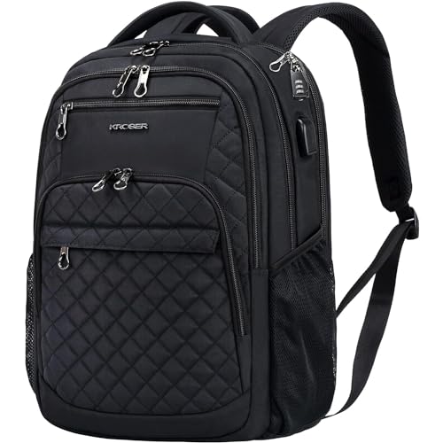 KROSER Travel Laptop Backpack 17 Inch Large Computer Backpack Water-Repellent Daypack with USB Charging Port RFID Pockets ...