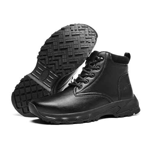 THEXCL Non Slip Work Shoes for Men Slip Resistant Leather Boots Waterproof, Slip Proof, Comfortable Outdoor Walking Shoes ...