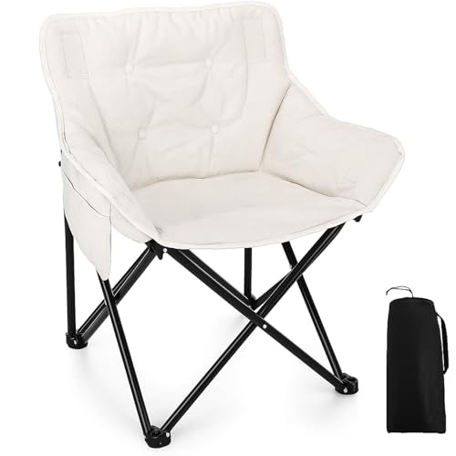 Redbaker 1 Pack Padded Camping Chair Oversized Portable Fishing Lawn Chair Light Weight Camp Outdoor with Padded Seats and...