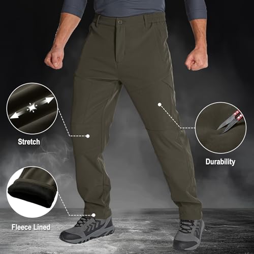 Jessie Kidden Mens Waterproof Hiking Pants Outdoor Snow Ski Fishing Fleece Lined Insulated Winter Pants
