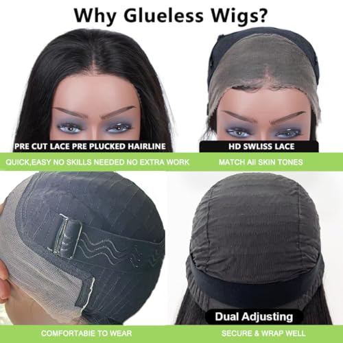 28 Inch Glueless Wigs Human Hair Pre Plucked Pre Cut 180% Density Wear and Go Glueless Wig 13x4 HD Body Wave Lace Front Wigs Human Hair for Women Frontal Wig with Baby Hair