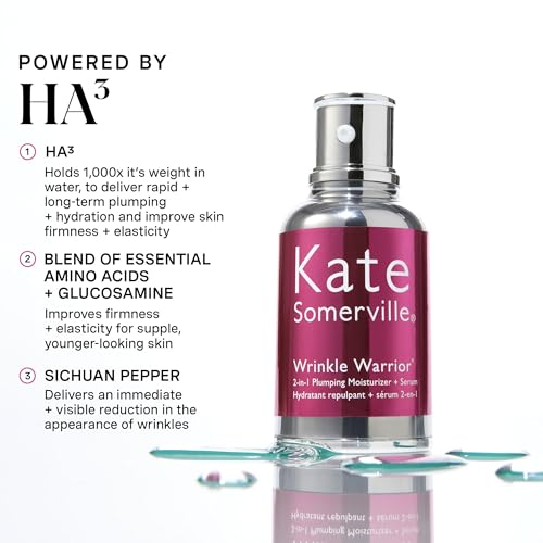 Kate Somerville Wrinkle Warrior¢ç 2-in-1 Plumping Moisturizer + Serum ? Hydrating Formula with Hyaluronic Acid, Smooths Fine Lines, Firms Skin & Boosts Radiance, 1.7 Fl Oz