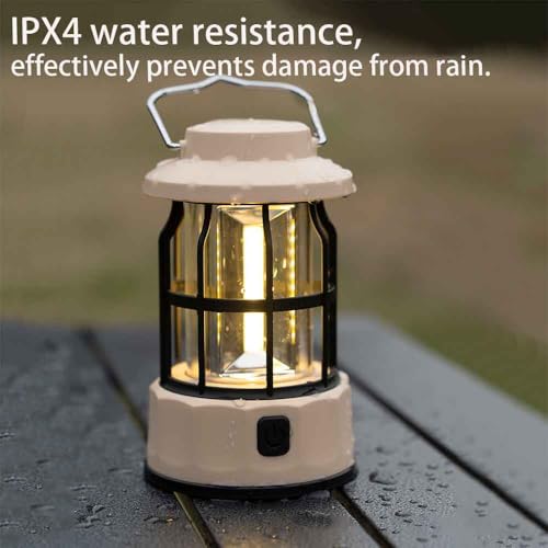 YIONGTAF Adjustable Waterproof Rechargeable Camping Lantern, Emergency Light, Fishing, Adventures, Power Outages, Black