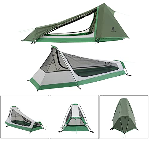 GEERTOP Ultralight Backpacking Tent for 1 Person and Replacement Tent Poles Bundle