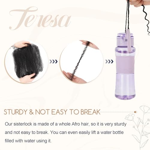 Teresa 0.2cm Micro Sister loc Extensions Human Hair Micro Locs Extensions Human Hair Interlocking Sisterlocks Sister Locs Curly Ends 100% Real Human Hair Dreadlock Extensions£¨14 Inch 60 Strands£©