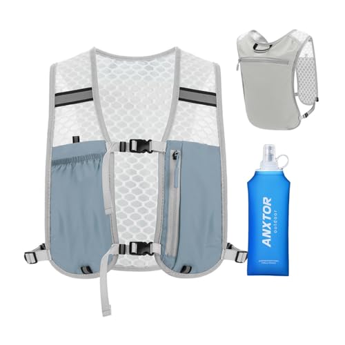 Running Vest with 450ML Water Bladder, Reflective Hydration Backpack Lightweight Athletic Wear for Women Men Hiking Cyclin...
