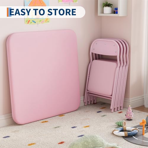 GAOMON 5 Piece Set Folding Table and Chairs Set, Boys and Girls Activity Table and Chairs Set for Dining Room,Daycare,Clas...