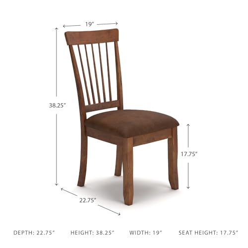 Signature Design by Ashley Berringer | Spindle Back 18" Dining Chairs (Set of 2) – Rustic Light Brown with Upholstered Cus...