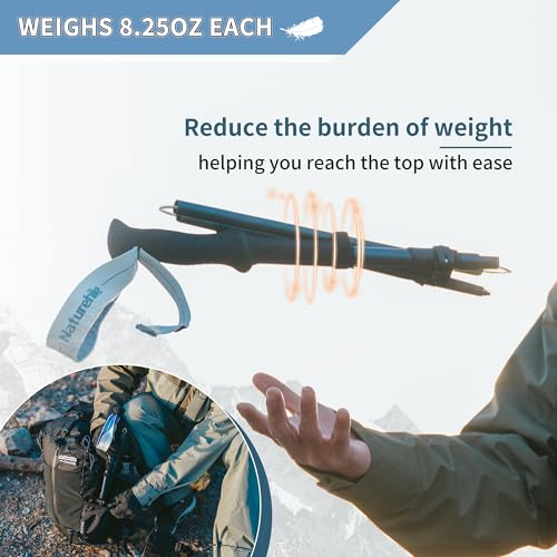 Naturehike Collapsible Hiking & Trekking Poles, 2 PC Adjustable Lightweight Aircraft Aluminum Trekking Poles