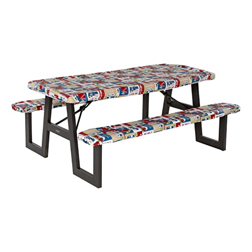 Lippert Vinyl Tablecloth/Bench Cover Set for Camping and Picnics with 100% PEVA Material, Waterproof and Stain-Resistant F...