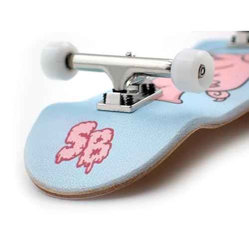 SPITBOARDS¢ç 34mm x 96mm Pro Fingerboard Set-Up (Complete) | Real Wood Deck | Pro Trucks with Lock-Nuts and Pro Bushings | Polyurethane Pro Wheels with Bearings | Pig Flue