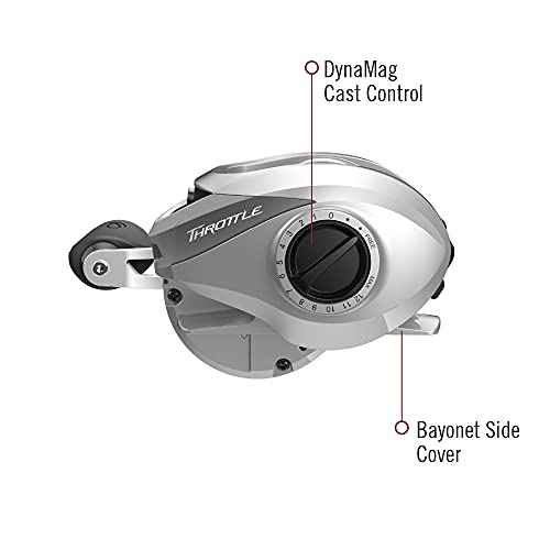 Quantum Throttle Baitcast Fishing Reel, 7 + 1 Ball Bearings with a Smooth and Powerful 6.6:1 Gear Ratio, Zero Friction Pinion, DynaMag Cast Control, and Oversized Non-Slip Handle Knobs