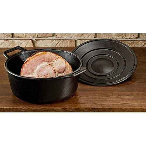 Lodge BOLD Exclusive 7 Quart Premium Pre-Seasoned Cast Iron Dutch Oven with Lid - Dual Handles - Use in the Oven, on the Stove, on the Grill or over the Campfire - Black