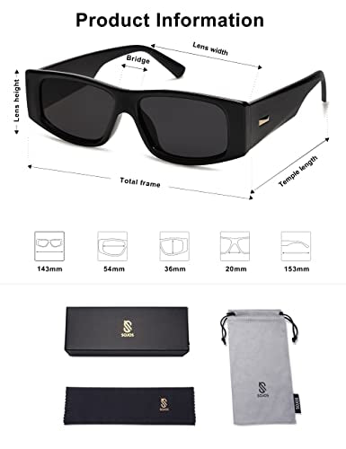 SOJOS Trendy Y2K Rectangle Polarized Sunglasses for Women Men Fashion Designer Rave Sunglasses SJ2228