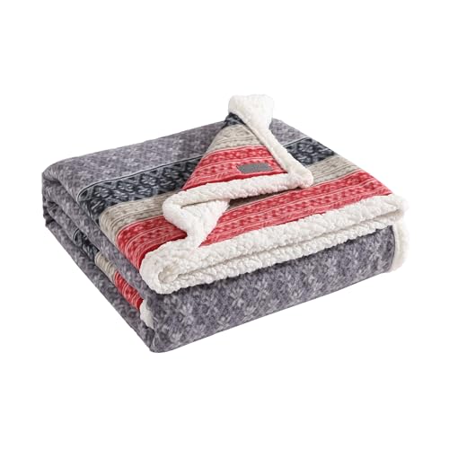 Eddie Bauer - Throw Blanket, Brushed Fleece & Plush Sherpa Bedding, Throw Blanket for Couch & Bed (Fair Isle Dark Steel, 5...