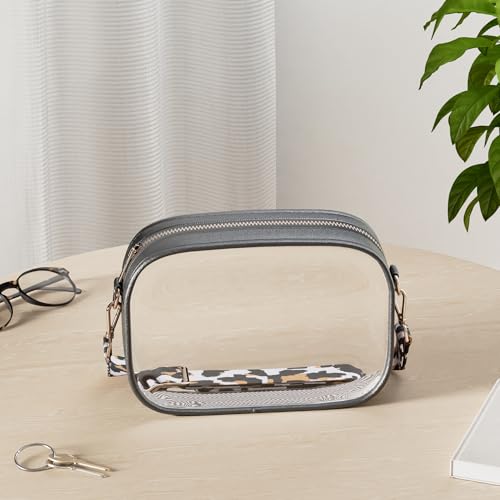 Vangue Clear Purse for Women Stadium Approved, Clear Crossbody Bag with Adjutable Strap, Transparent Bag for Sports Concert