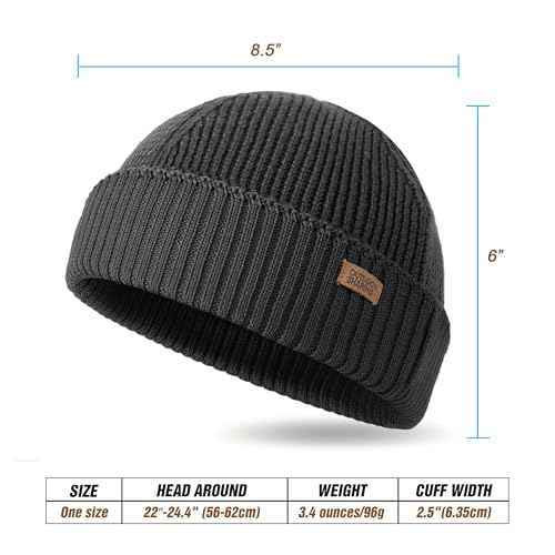 OUTDOOR SHAPING Merino Wool Short Fisherman Beanies for Men Women, Knit Cuff Trawler Beanie Cap, Winter Warm Daily Hat