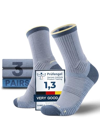 Juclise Womens Merino Wool Breathable Hiking Socks Lightweight Compression Seamless Moisture Wicking Anti-Blister Cushioned