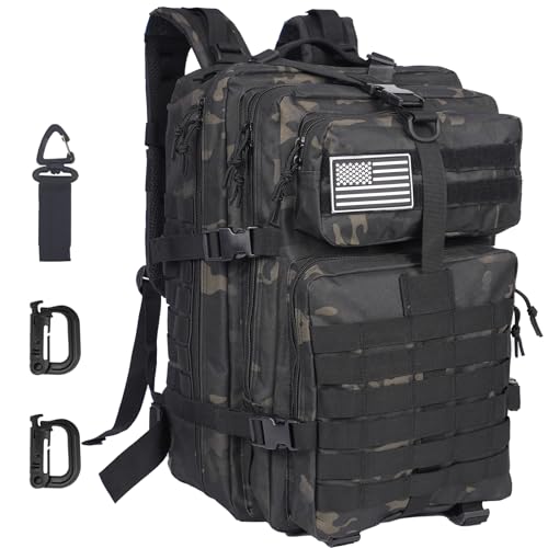 Oraynn 50L Large Military Tactical Backpack Molle Army Assault Pack for Travel Camping Hiking Fishing Backpack for men (bl...