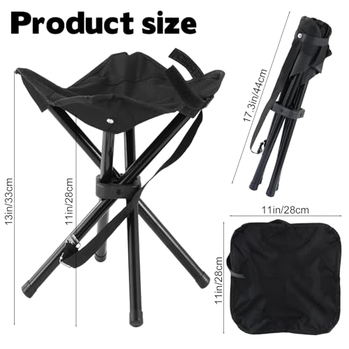 Portable Folding Camping Stool, Travel Fishing Chair Quad Frame Camping Chair Maximum Weight 290 lbs Lightweight Outdoor F...