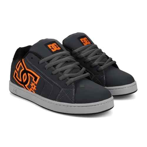 DC Shoes Men's Net Sneaker, Grey/Black/Orange, 10