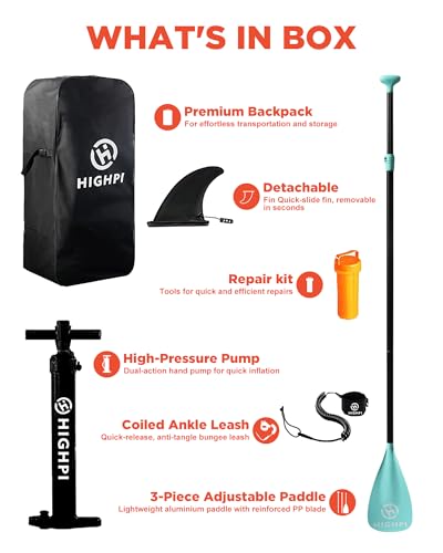Highpi Inflatable Stand Up Paddle Board for Youth and Adults – Wide Sup with Premium Accessories, Blow Up Paddleboard for ...