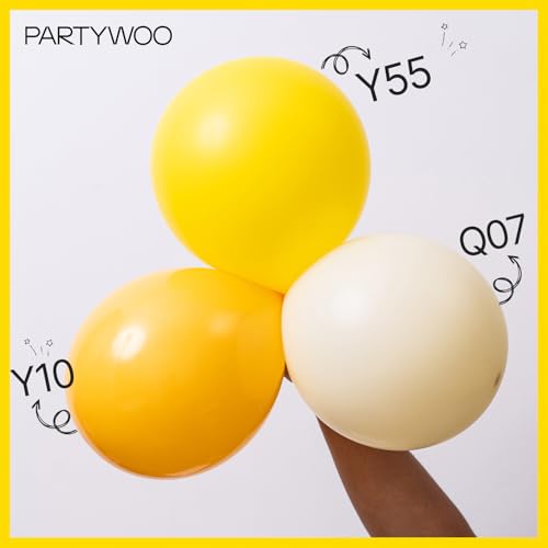 PartyWoo Yellow Balloons 120pcs Different Sizes of 18 12 10 5 Inch Matte Yellow Latex Balloon Arch Kit Garland for Easter ...
