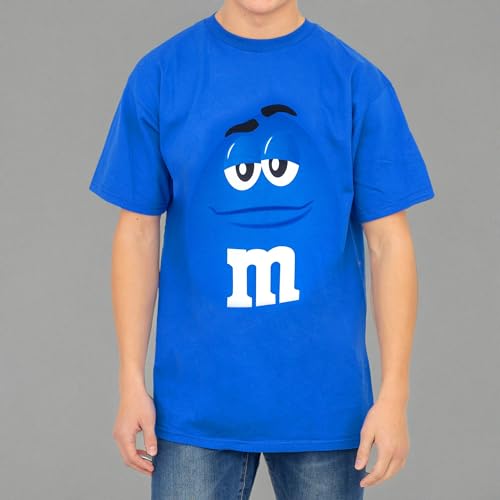 M&M's Candy Blue Silly Character Face Adult T-Shirt (X-Small)