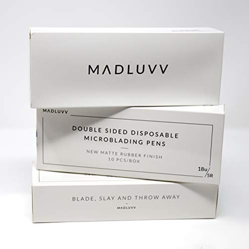 MADLUVVV 2-in-1 Microblading Sterile Pen for Professional Brow Artistry, Premium Micro Hair Strokes & Shading, Disposable Double Sided Pens for Eyebrow Pigment Ink - #18U/5R