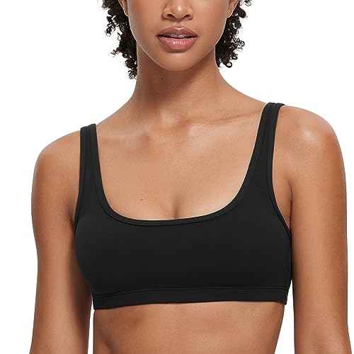 CRZ YOGA Butterluxe Mini Bra for Women - Scoop Neck Low Impact Wireless Sports Yoga Padded Workout Cami