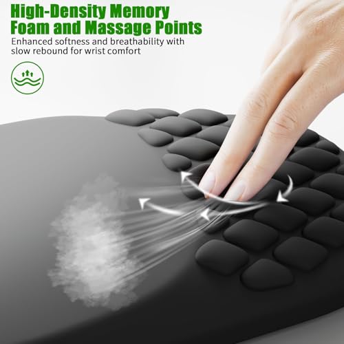 VAGAU Ergonomic Mouse Pad with Wrist Rest, Wrist Rest Pain Relief Mousepad Memory Foam Massage & Non-Slip PU Base for Carp...