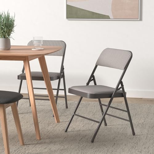 Amazing for less Pack of 2 (Fabric/Vinyl) Steel Frame Metal Foam Padded Folding Chairs (Black, Gray, White) (2-Pack - Fabr...