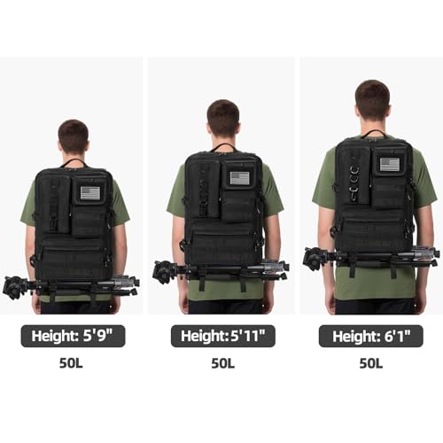 ANILD Tactical Backpack, 50L Army 4 Days Assault Pack Bag, Military Molle Backpack, Heavy Duty Rucksack Water Resistant