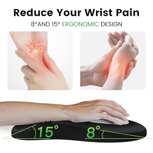 MEKASS Ergonomic Mouse Pad with Wrist Rest, Memory Foam Wrist Support for Carpal Tunnel Pain Relief, Non-Slip PU Base, Com...