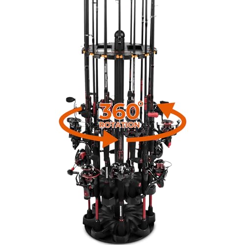KastKing V16 Fishing Rod Rack With Rotating Base- Fishing Pole Rack Holds Up to 16 Fishing Rods or Combos, Lightweight and...