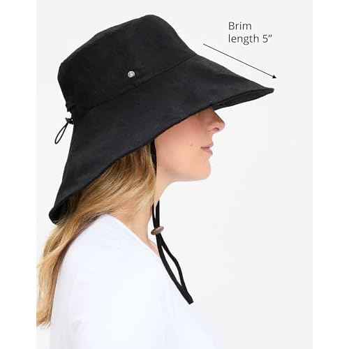Solbari Women¡¯s Ultra-Wide Cotton Linen Sun Hat UPF 50+, Packable, Adjustable with Ponytail Hole for Travel, Beach & Outdoors
