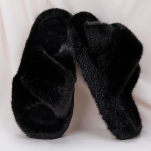 Open Toe Slippers Women's House Slippers Memery Foam Bedroom Slippers Cross Band Slippers for Indoor and Outdoor