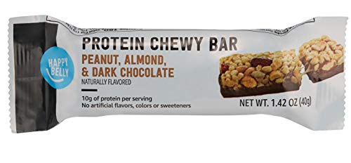 Amazon Brand - Happy Belly Protein Chewy Bars, Peanut, Almond & Dark Chocolate, 5 Count