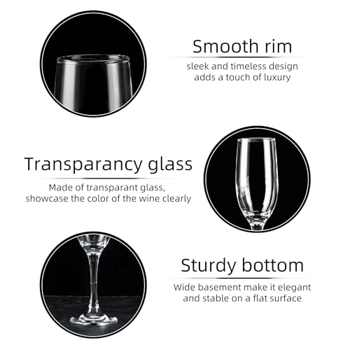 UMEIED Champagne Glasses, Set of 12 Champagne Flutes with Classic Shape, Long stem Sparkling Wine glasses for Wedding, Res...