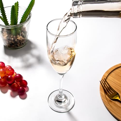 Classic Champagne Glasses Set of 12, 6oz Glass Champagne Flutes, Stemmed Champagne Flutes, Sparkling Wine Glass for Party,...