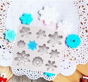 Snowflake Silicone Fondant Mold Baking Molds for Christmas Chocolate Dessert Candy Cake Decoration 2pcs
