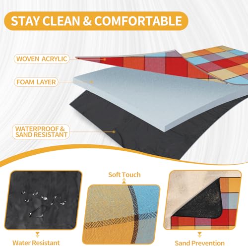 G GOOD GAIN Picnic Blanket-Waterproof Picnic Blankets | Portable Camping Blanket | 3-Layer Beach Blanket Sand Free | Picni...