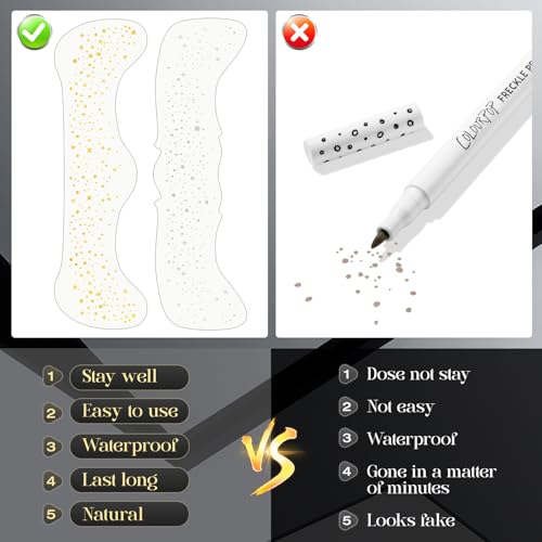 FeidyLong Glitter Freckles, 24 PCS Gold Face Glitter Makeup Accessories, Face Glitter Tattoos Makeup Patches for Women, Fa...