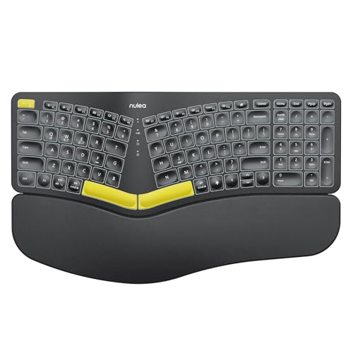 Nulea Wireless Ergonomic Keyboard, Split Keyboard with Wrist Rest, USB-C Charging, 7-Color Backlight, Natural Typing, Blue...