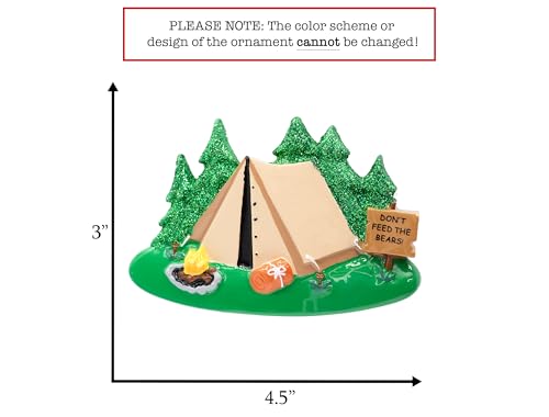UniqXmas Personalized Camping Christmas Ornament 2025 for Campers - Free Customization | Tent with Glitter Trees Campfire ...