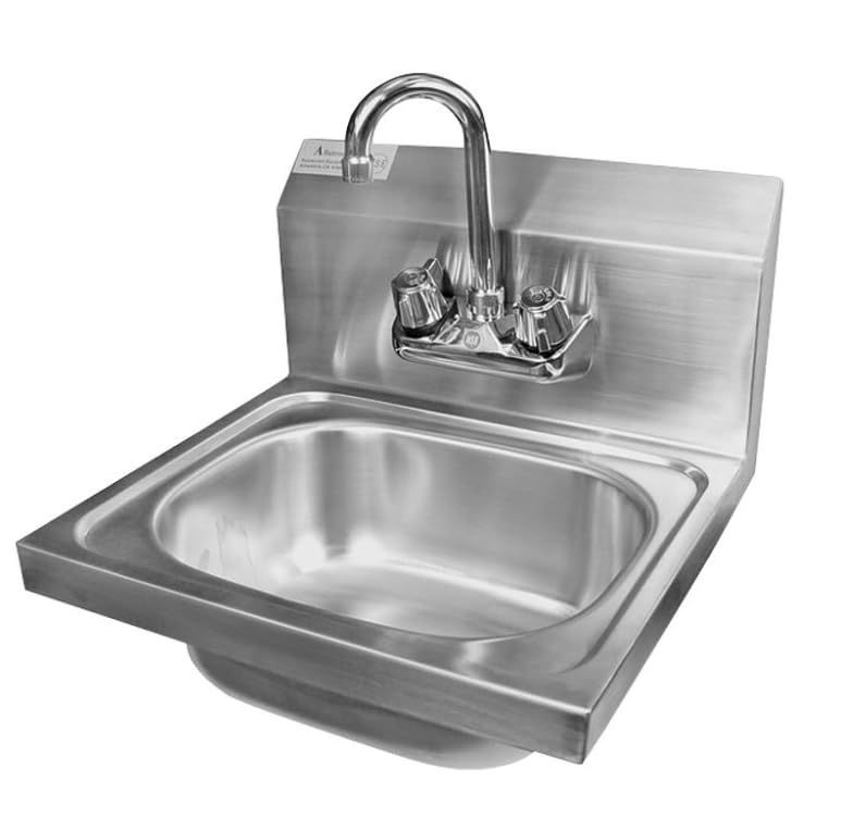 Vexalify Stainless Steel Sink Commercial Wall-mounted Wash Basin With Gooseneck Faucet And Backsplash for Restaurants, Shops, Bars and Homes