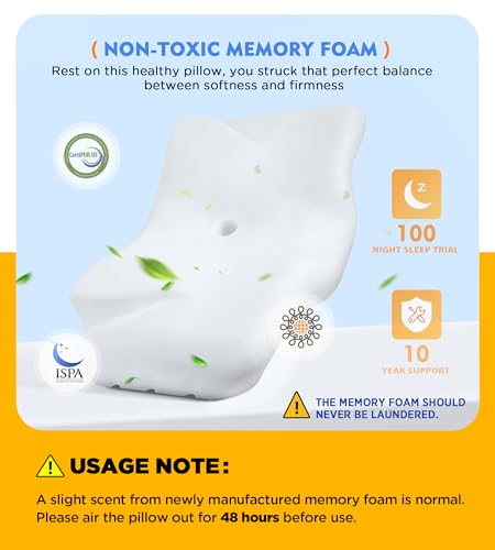 Osteo Cervical Pillow for Neck Pain Relief, Hollow Design Odorless Memory Foam Pillows with Cooling Case, Adjustable Ortho...