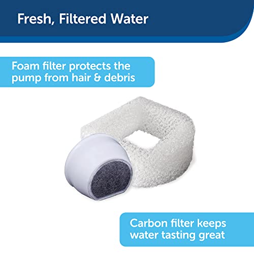 PetSafe Drinkwell Pagoda Fountain - Hygienic Ceramic Continuous Flowing Fountain - Elevated Upper Bowl & Double Free-Falli...