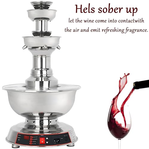 FgdVrelnor 3-Level Party Fountain, 3-Level Stainless Steel Electric Commercial Beverage Dispenser, Adjustable 0 to 100℃, E...